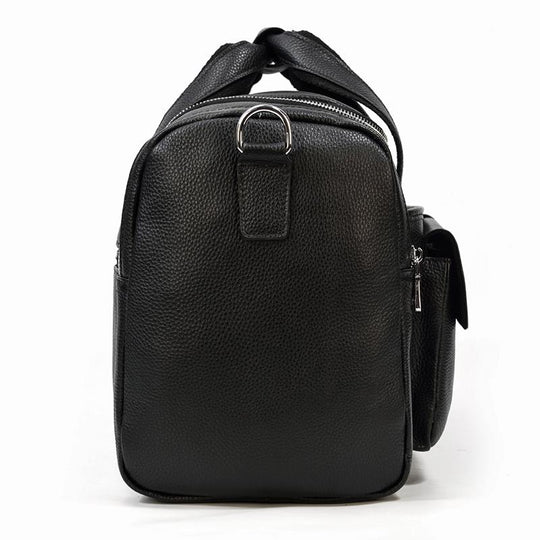 Black Leather Duffle Bag | MERIDA