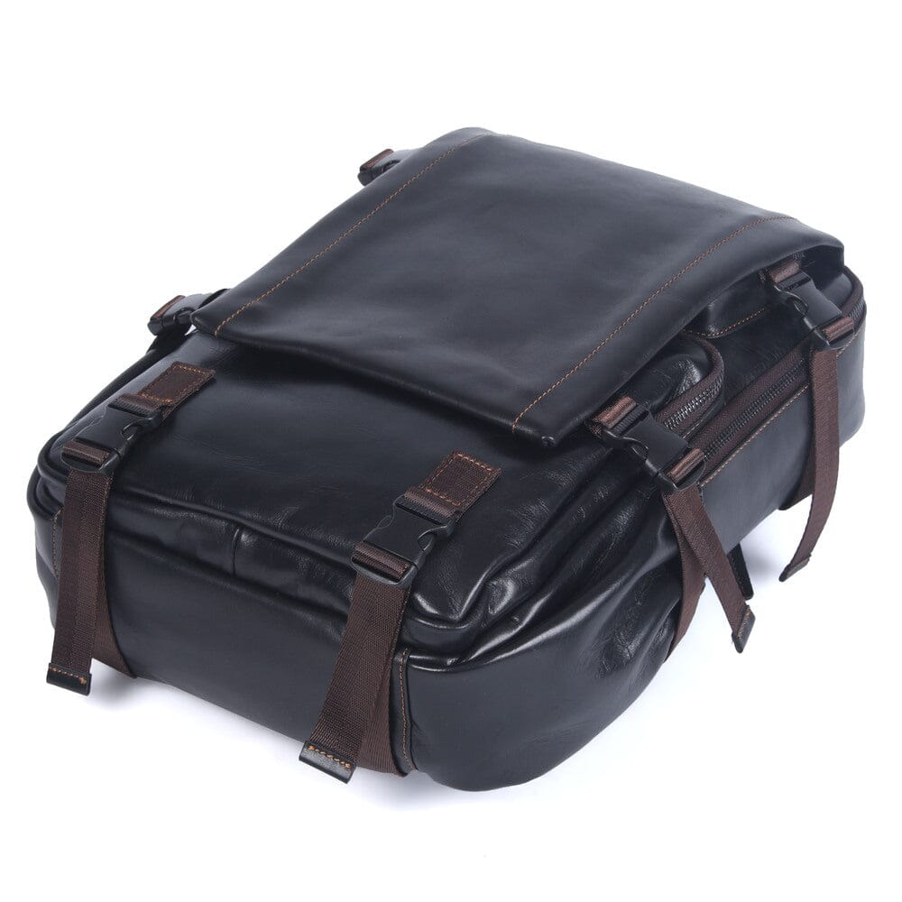 Men's Black Leather Backpack | LOGAN