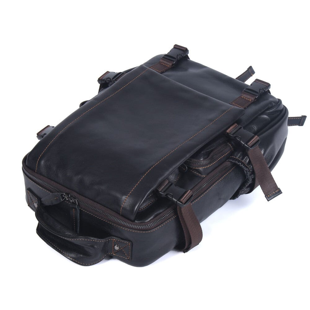 Men's Black Leather Backpack | LOGAN