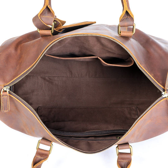 Brown Leather Weekender Bag | JANEIRO