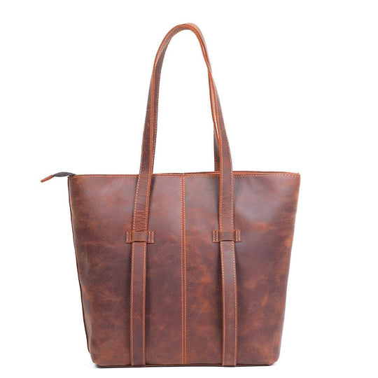 Coffee Leather Tote Bag | AURORA