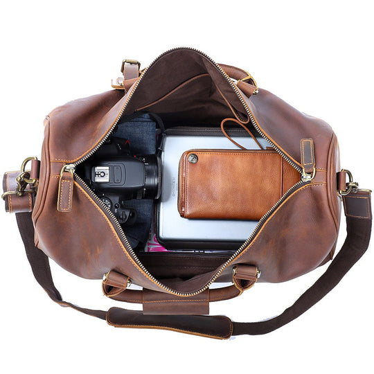 Brown Leather Weekender Bag | JANEIRO