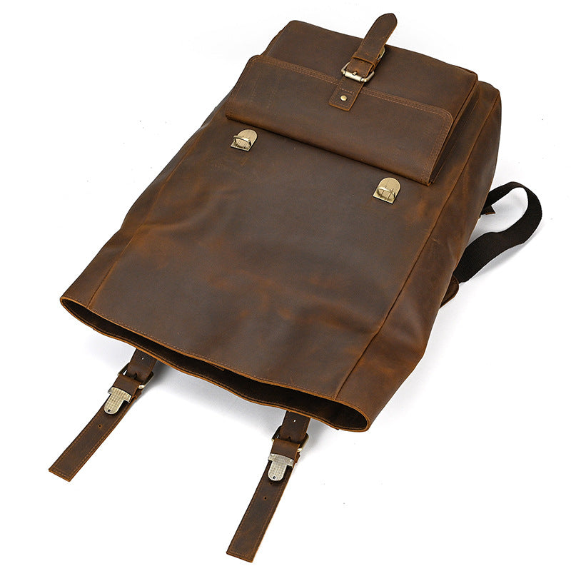 Leather Roll Top Backpack | INDIANA