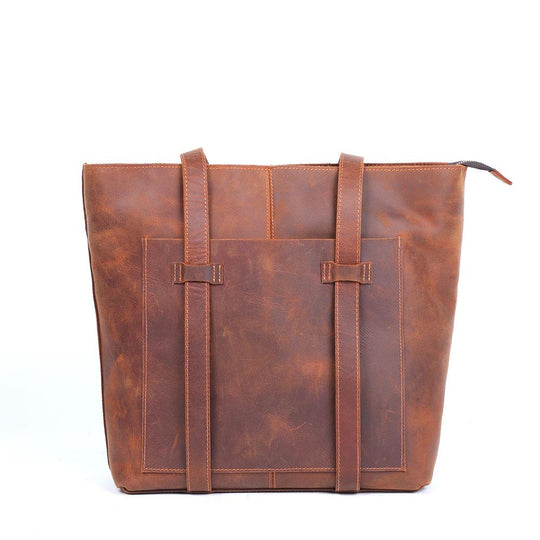 Coffee Leather Tote Bag | AURORA