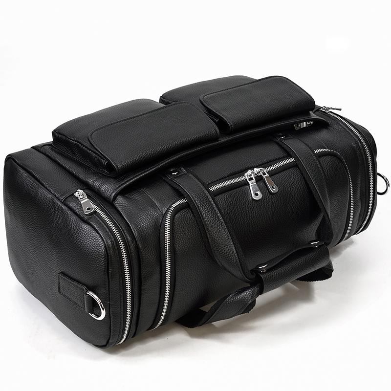 Black Leather Duffle Bag | MERIDA