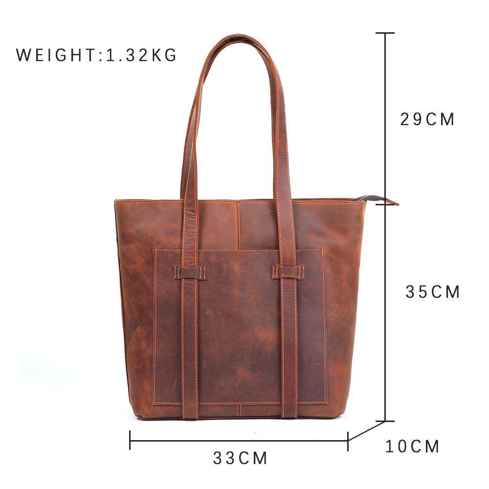 Coffee Leather Tote Bag | AURORA