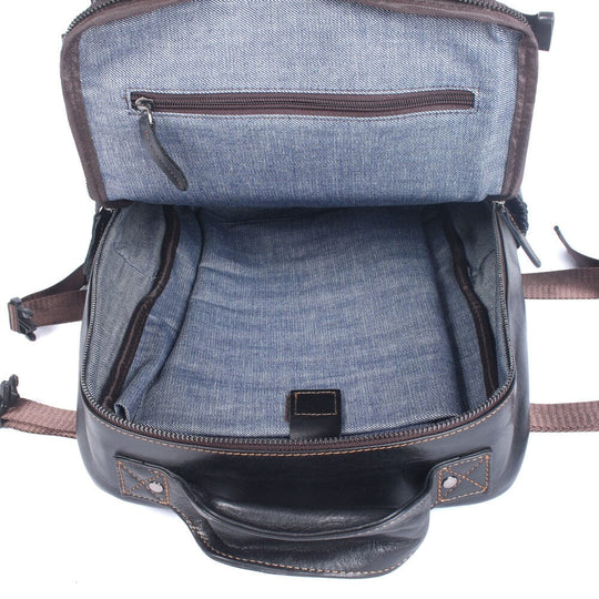 Men's Black Leather Backpack | LOGAN