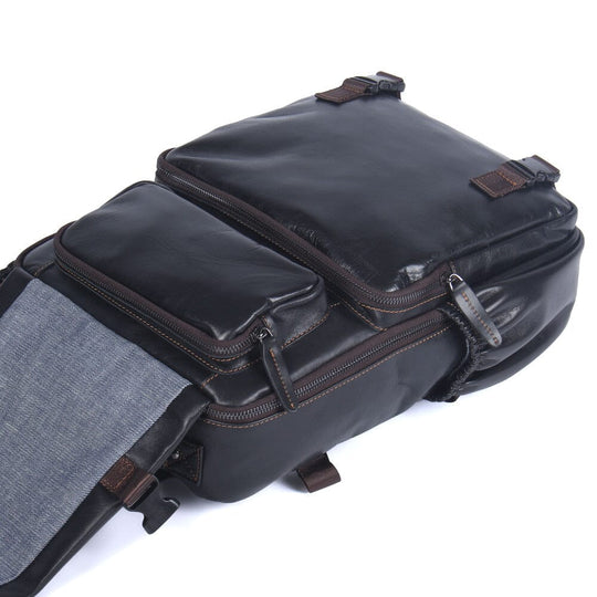 Men's Black Leather Backpack | LOGAN