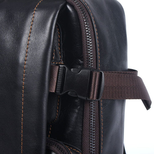 Men's Black Leather Backpack | LOGAN