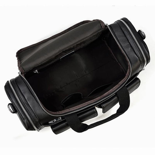 Black Leather Duffle Bag | MERIDA