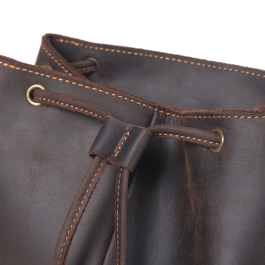 Leather Drawstring Backpack | DASHAN