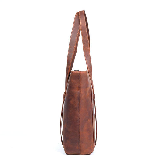 Coffee Leather Tote Bag | AURORA