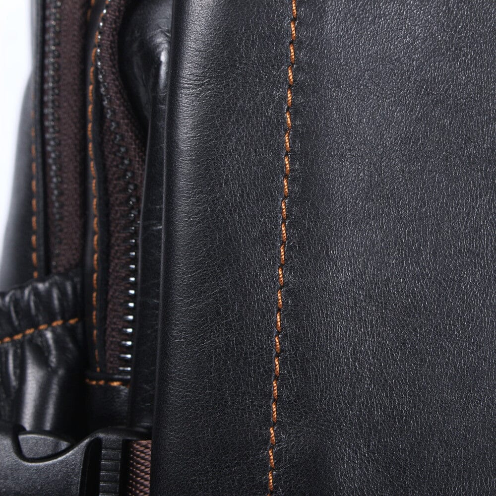 Men's Black Leather Backpack | LOGAN