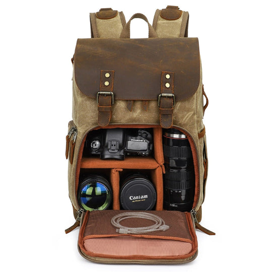 Vintage Leather Camera Backpack | DENALI