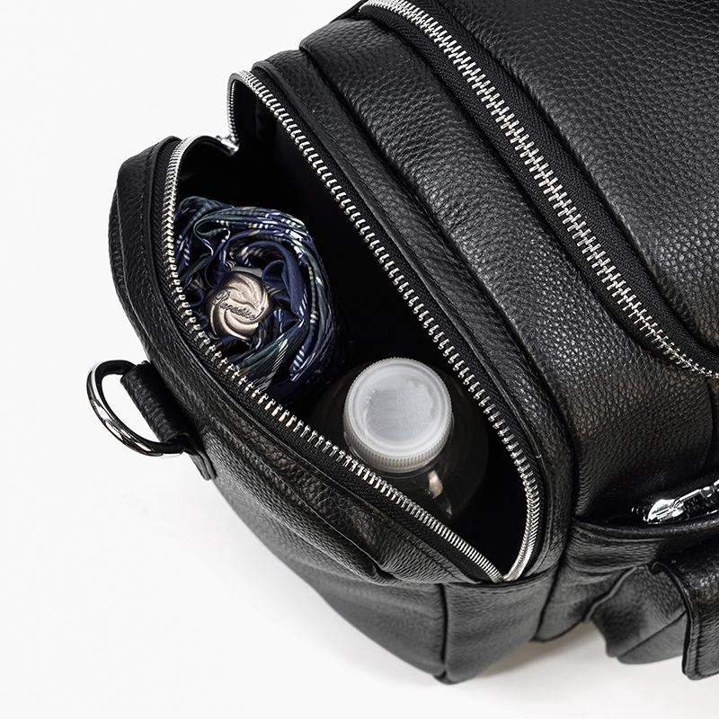 Black Leather Duffle Bag | MERIDA