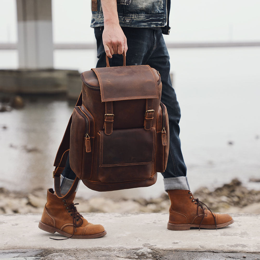 Leather Laptop Backpack | HORE