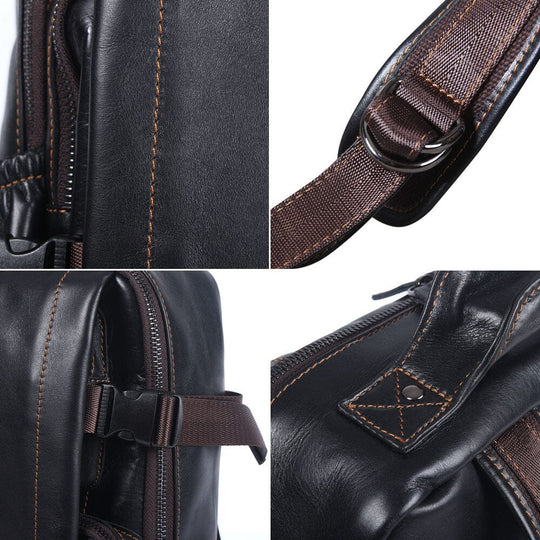 Men's Black Leather Backpack | LOGAN