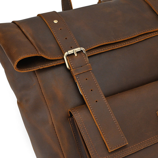 Leather Roll Top Backpack | INDIANA