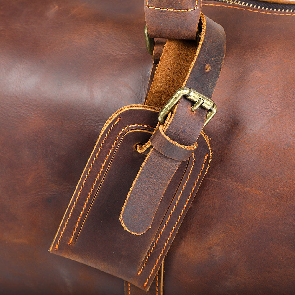 Brown Leather Weekender Bag | JANEIRO