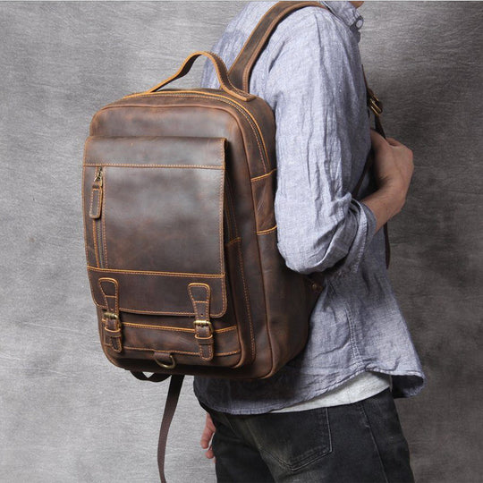 Tan Leather Backpack | CAREA