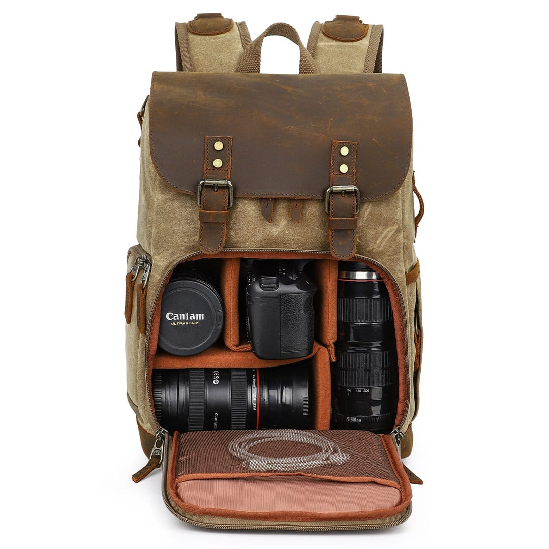 Vintage Leather Camera Backpack | DENALI