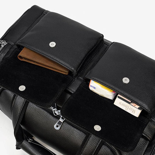 Black Leather Duffle Bag | MERIDA