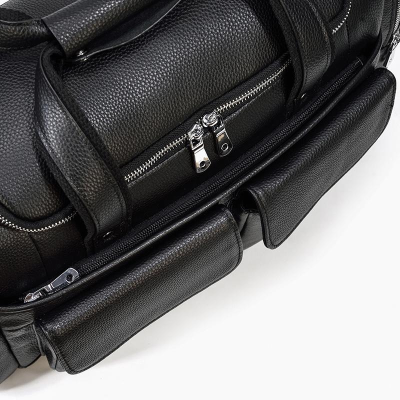 Black Leather Duffle Bag | MERIDA