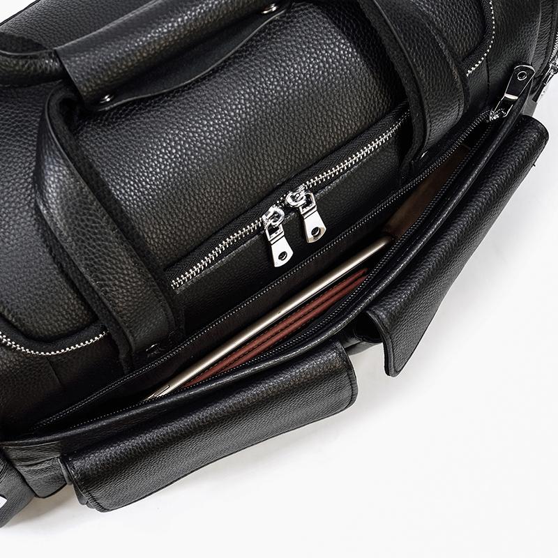 Black Leather Duffle Bag | MERIDA