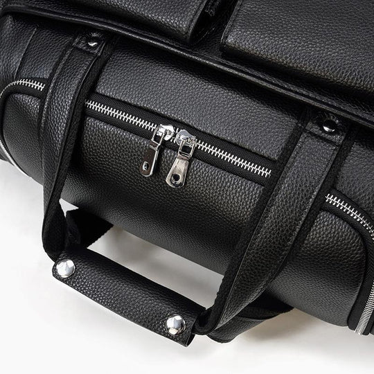 Black Leather Duffle Bag | MERIDA