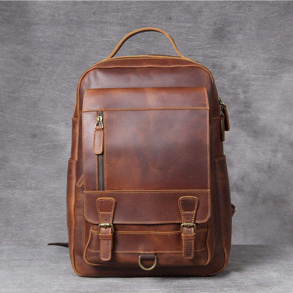 Tan Leather Backpack | CAREA