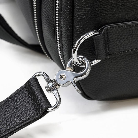 Black Leather Duffle Bag | MERIDA