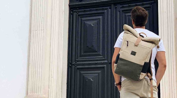 convertible vintage style canvas backpack for school