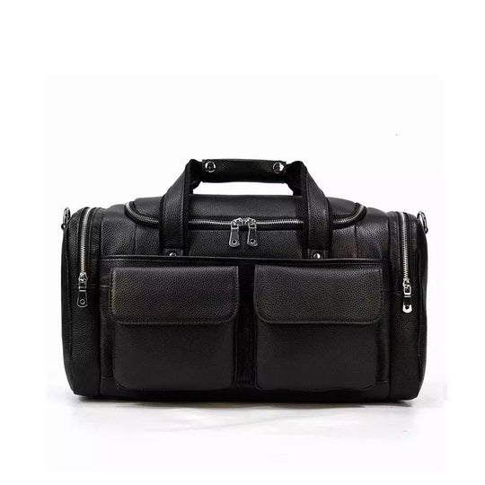 Black Leather Duffle Bag | MERIDA