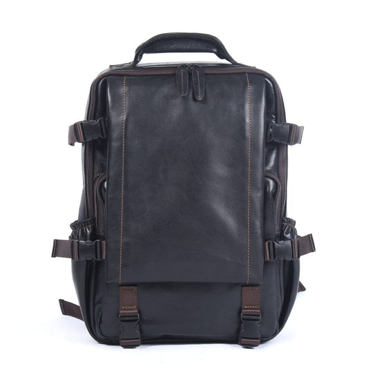 Men's Black Leather Backpack | LOGAN