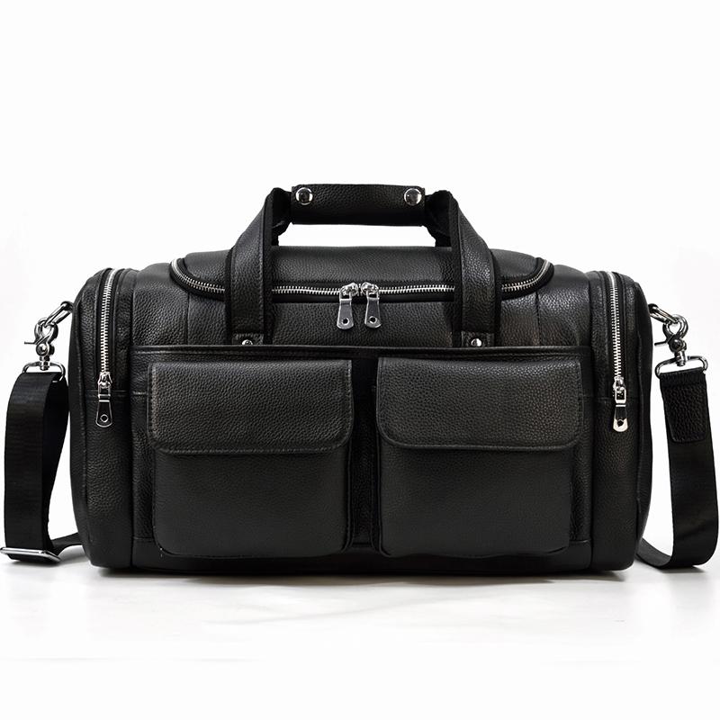 Black Leather Duffle Bag | MERIDA