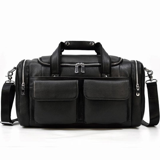 Black Leather Duffle Bag | MERIDA