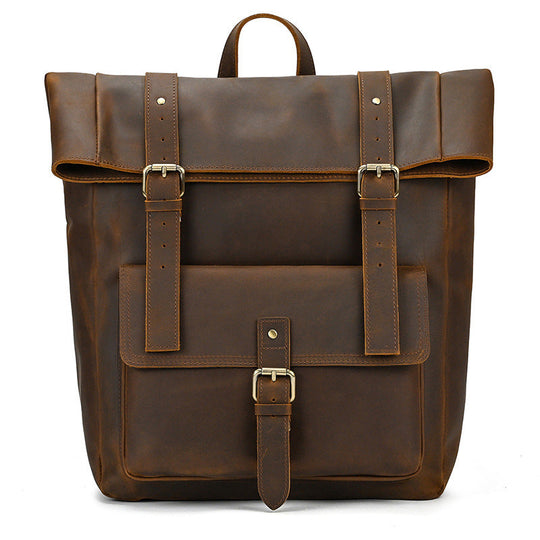 Leather Roll Top Backpack | INDIANA