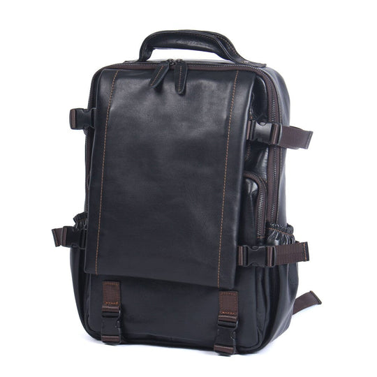 Men's Black Leather Backpack | LOGAN