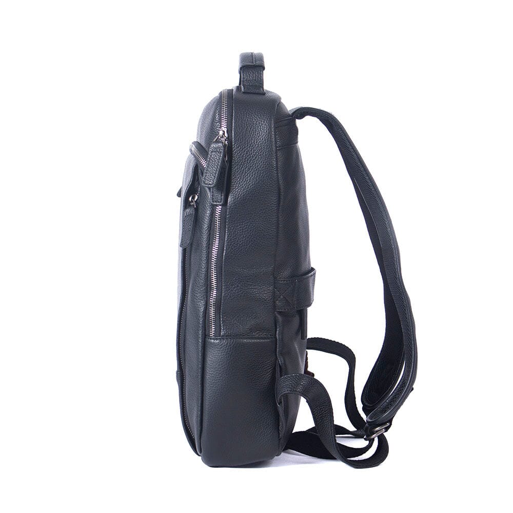 Black Leather Laptop Backpack | STEELE