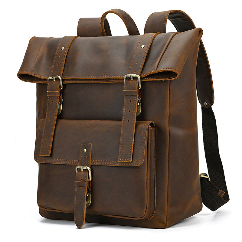 Leather Roll Top Backpack | INDIANA