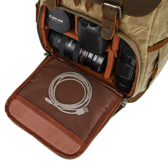 Vintage Leather Camera Backpack | DENALI