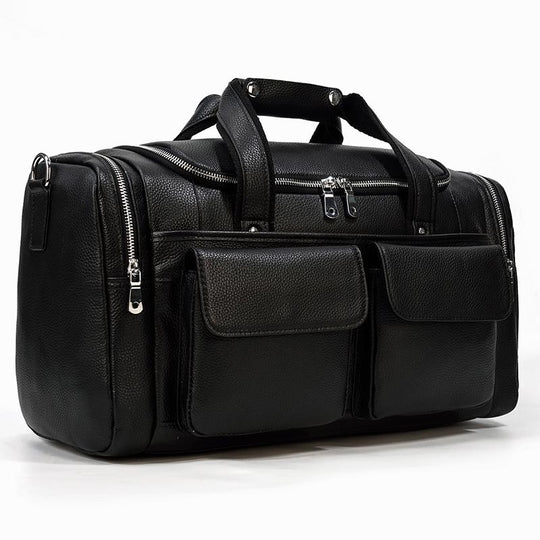 Black Leather Duffle Bag | MERIDA