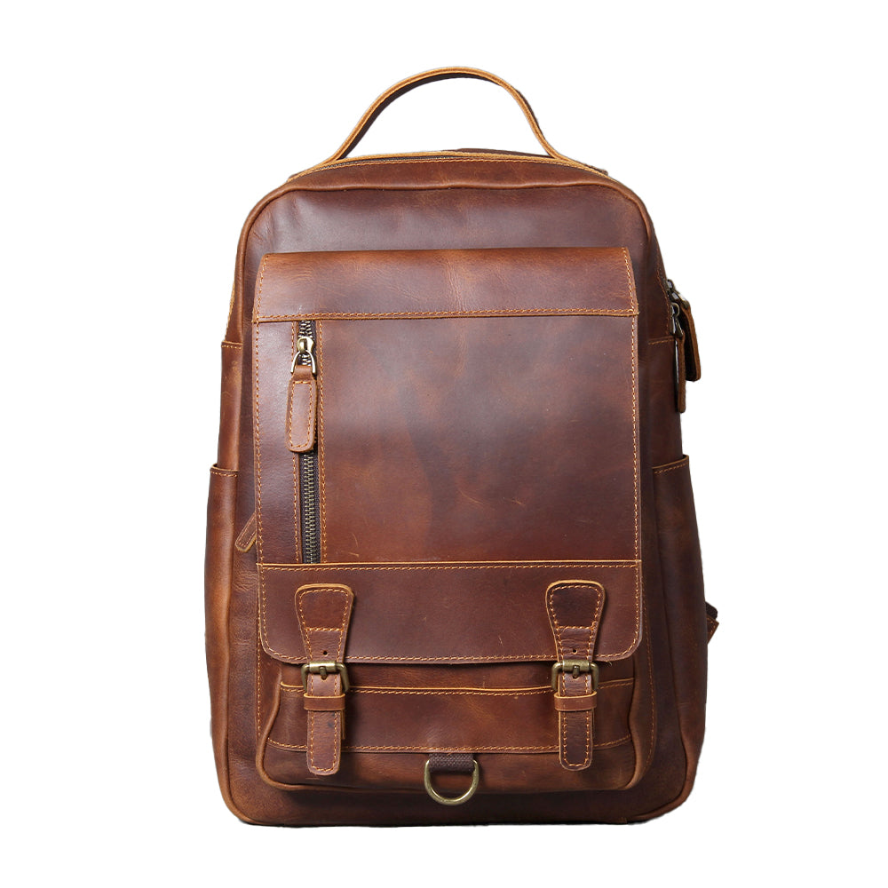 Tan Leather Backpack | CAREA