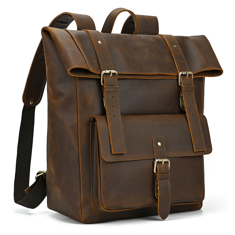 Leather Roll Top Backpack | INDIANA