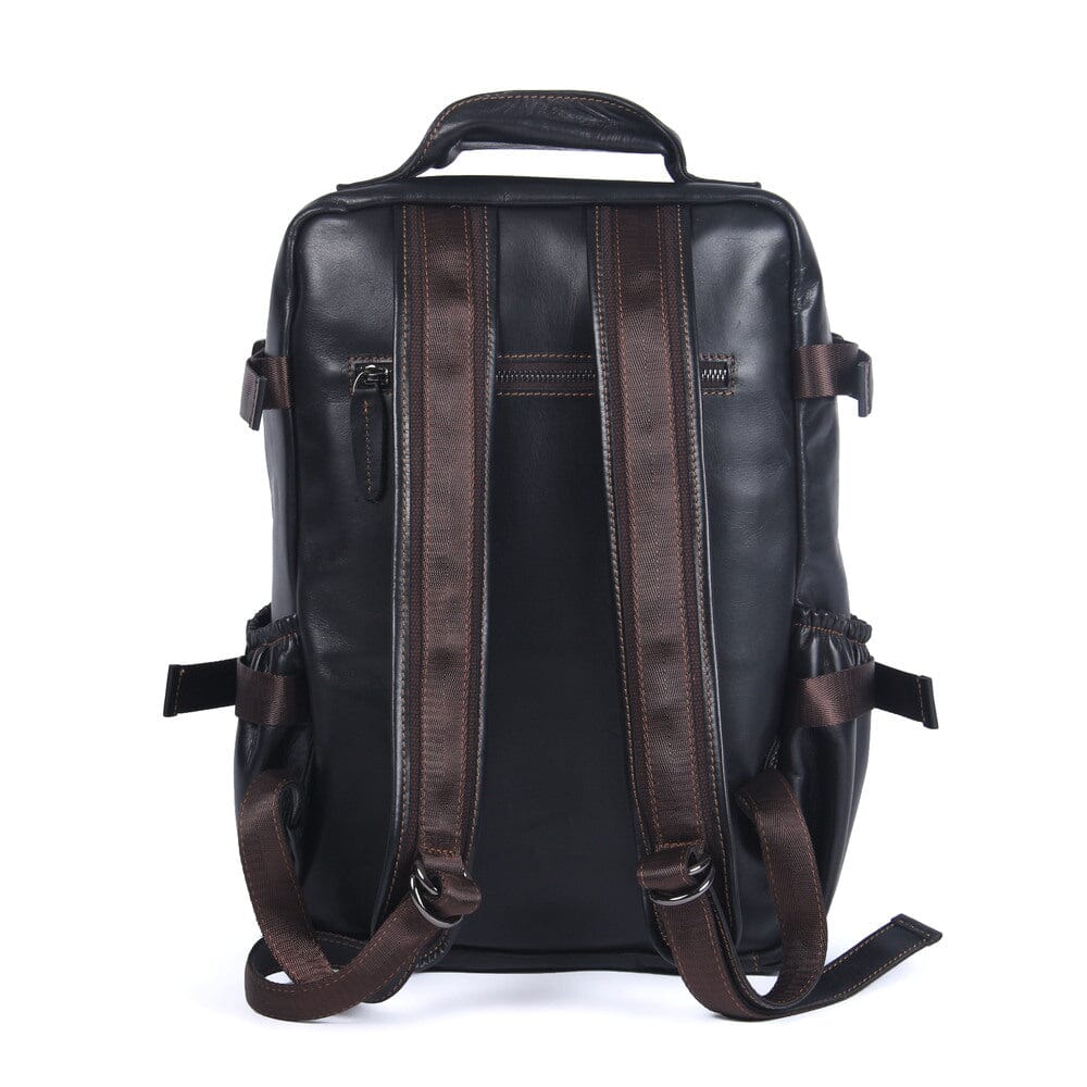 Men's Black Leather Backpack | LOGAN