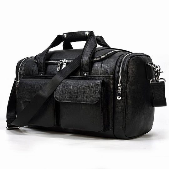 Black Leather Duffle Bag | MERIDA